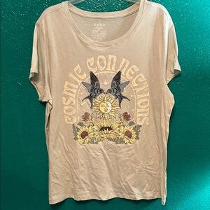Cosmic Sunflower Graphic Tee - Tan